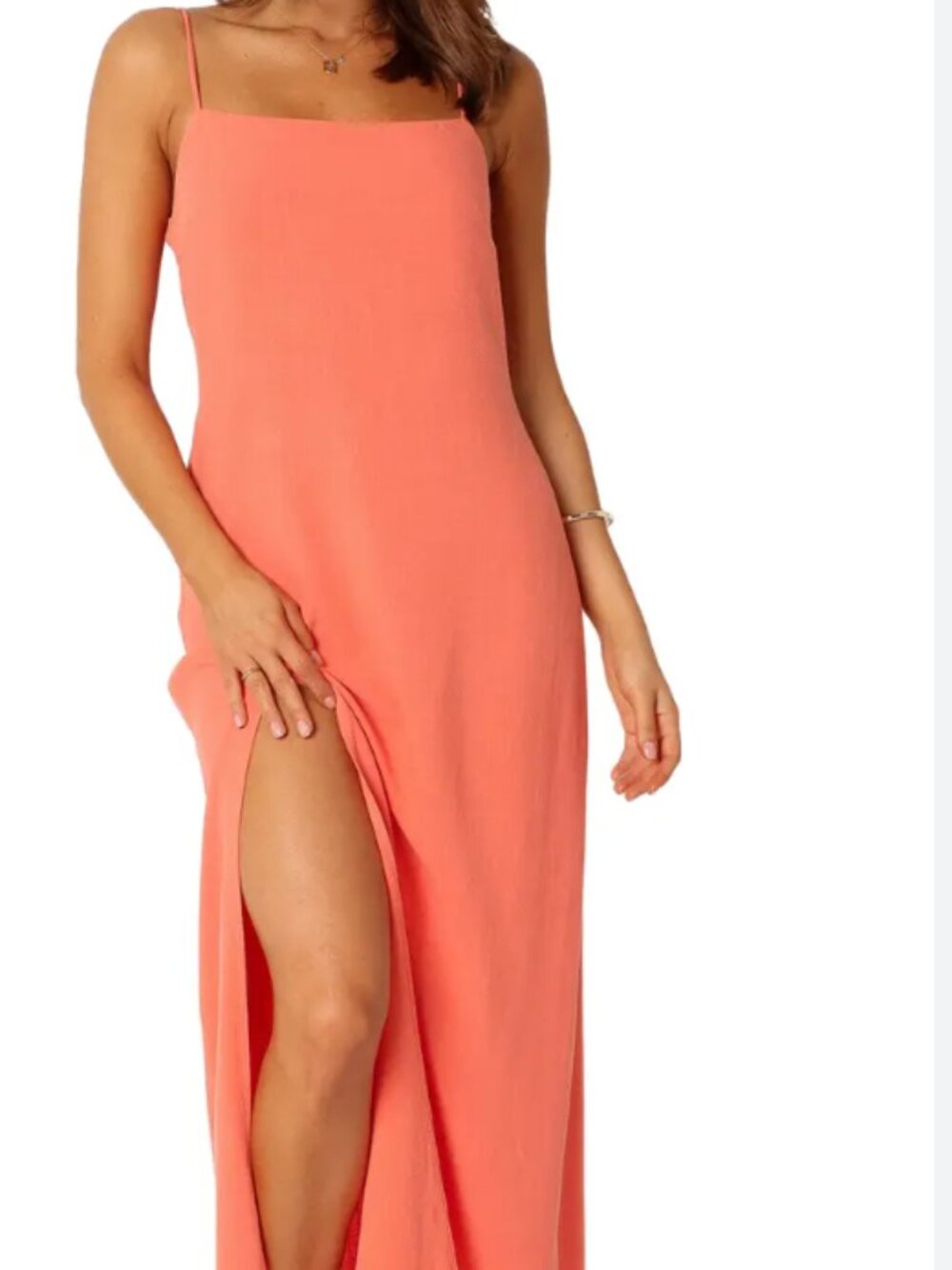Petal and Pup Sawyer Slipdress Coral Orange Color XS Tie and Zip up